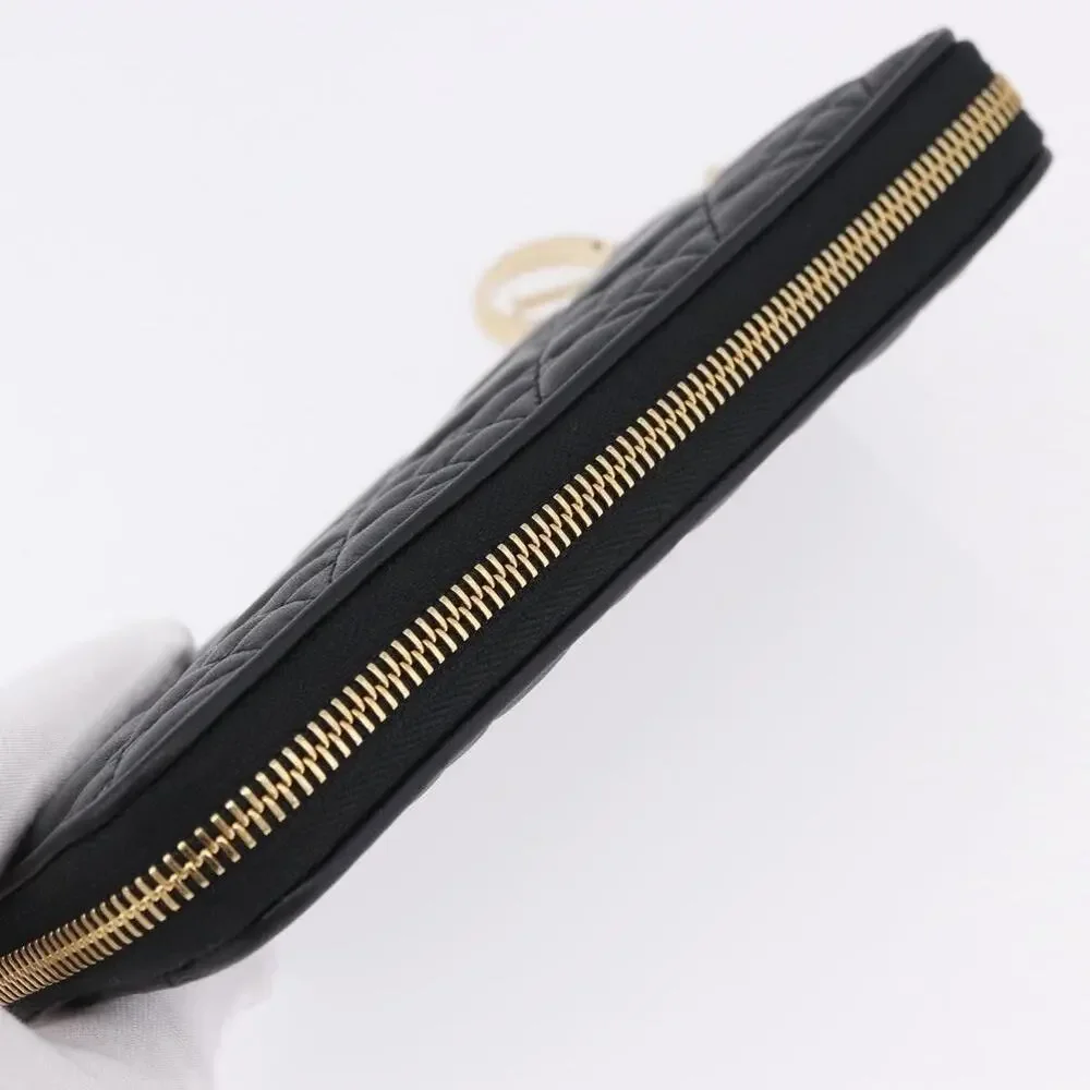 Dior Lambskin Leather Lady Dior Cannage Long Wallet Black